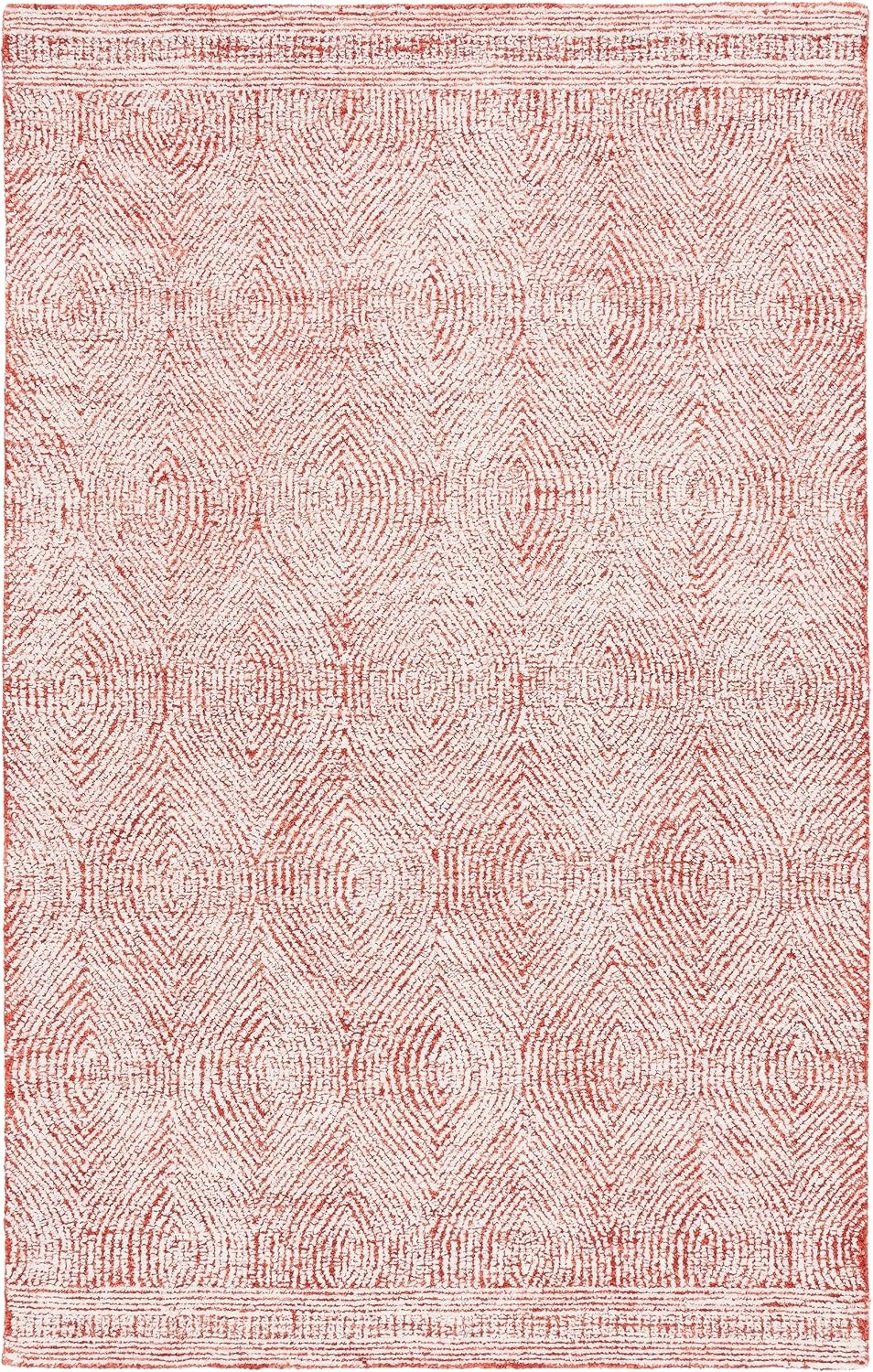 image:imageSAFAVIEH Abstract Collection Area Rug 10 Square Ivory amp Charcoal Handmade Wool Ideal for High Traffic Areas in Living Room Bedroom ABT340HIvoryRed
