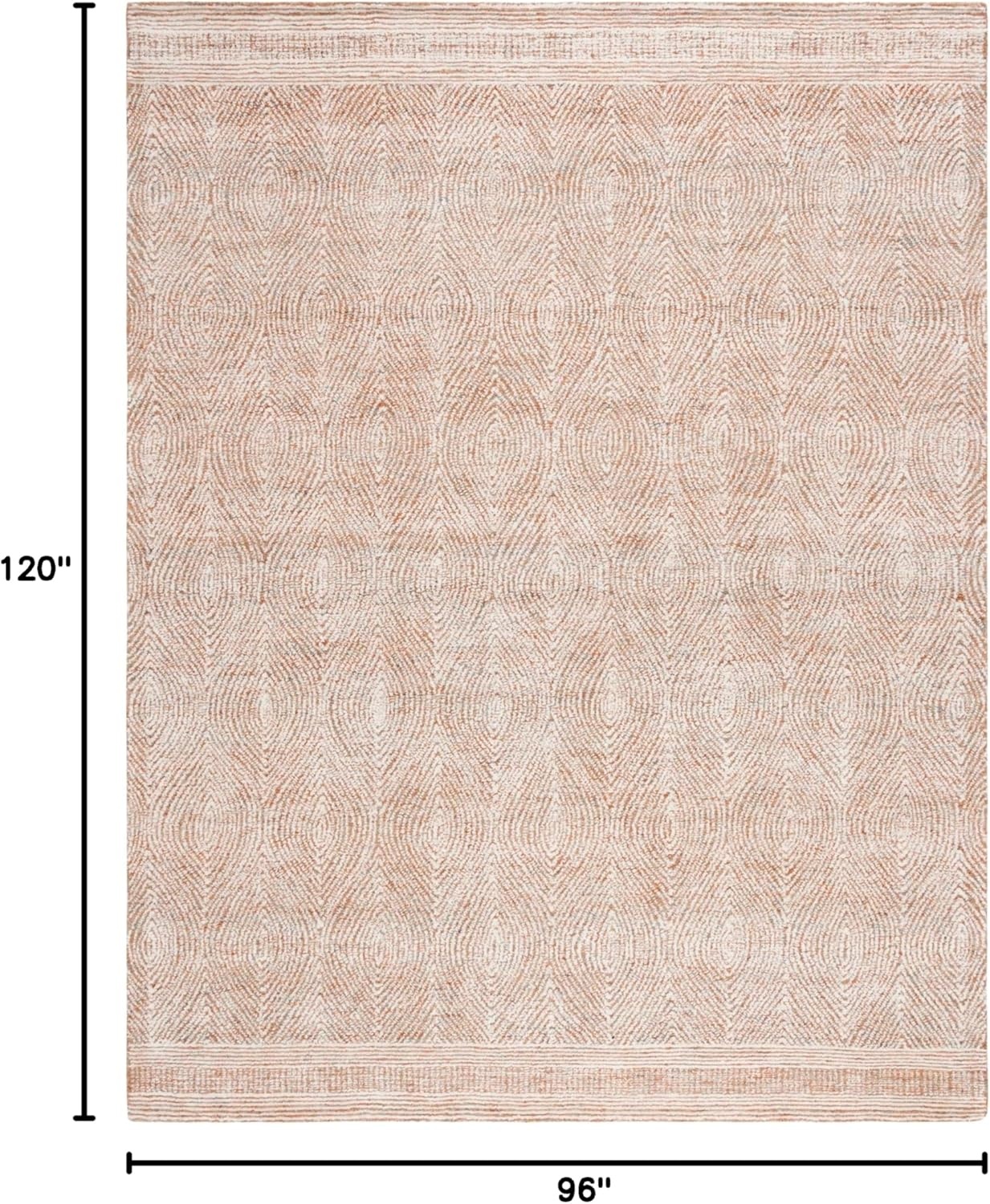 image:imageSAFAVIEH Abstract Collection Area Rug 10 Square Ivory amp Charcoal Handmade Wool Ideal for High Traffic Areas in Living Room Bedroom ABT340HIvoryRust
