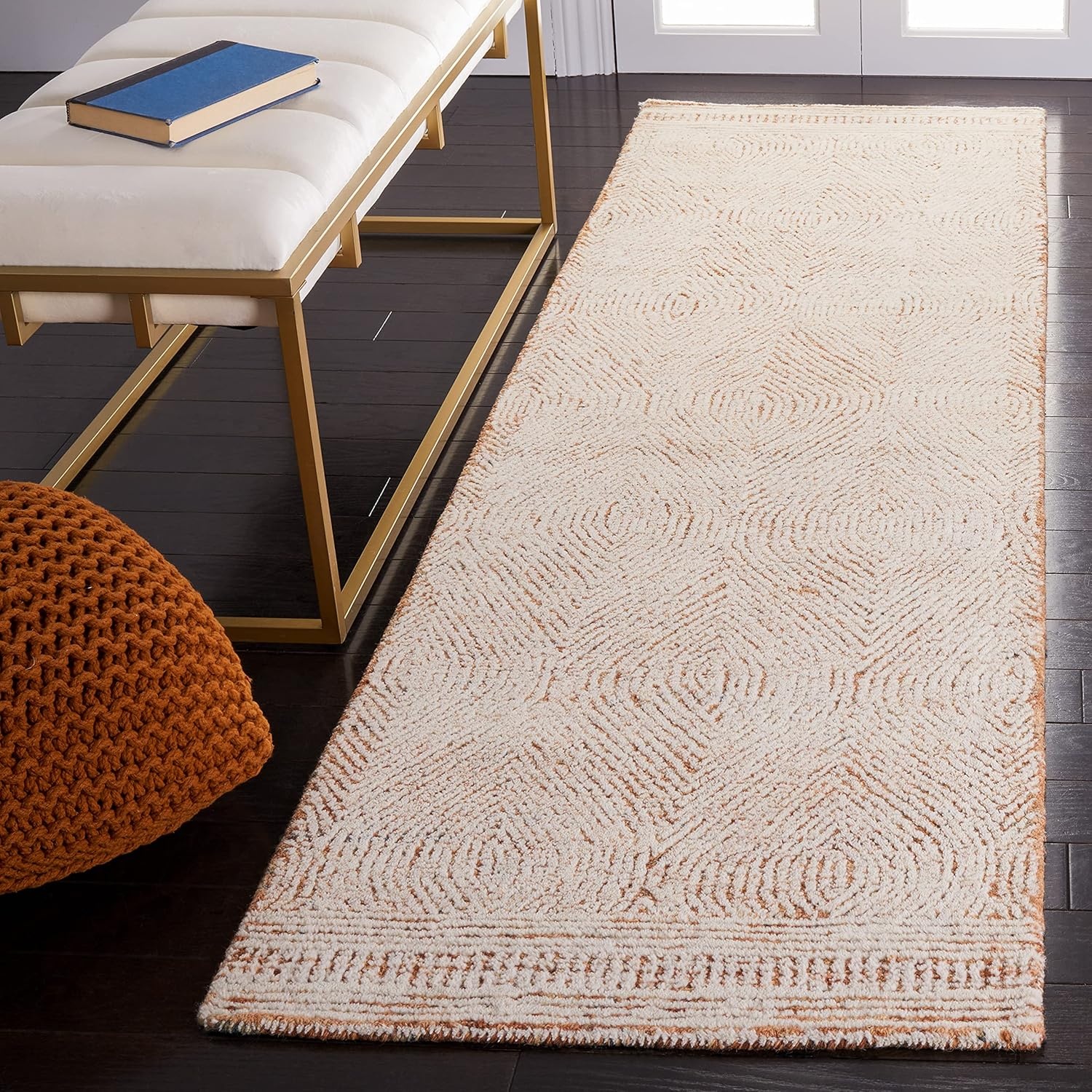 image:imageSAFAVIEH Abstract Collection Area Rug 10 Square Ivory amp Charcoal Handmade Wool Ideal for High Traffic Areas in Living Room Bedroom ABT340HIvoryRust
