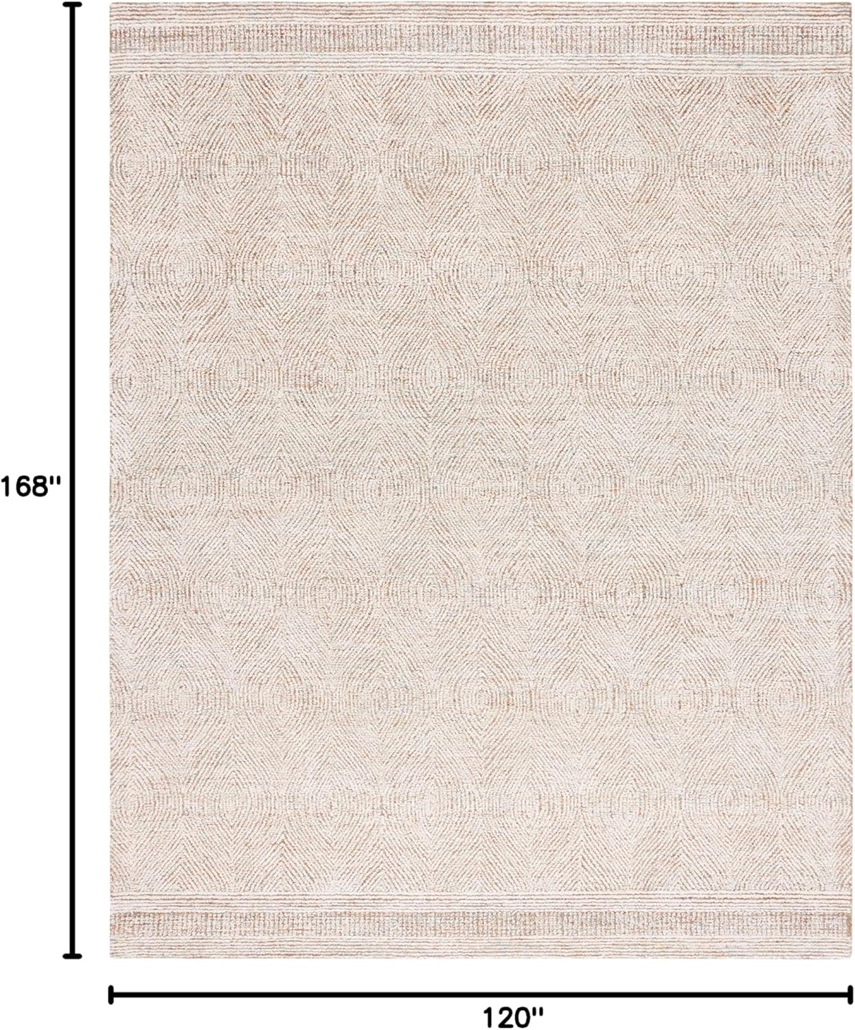 image:imageSAFAVIEH Abstract Collection Area Rug 10 Square Ivory amp Charcoal Handmade Wool Ideal for High Traffic Areas in Living Room Bedroom ABT340HIvoryRust