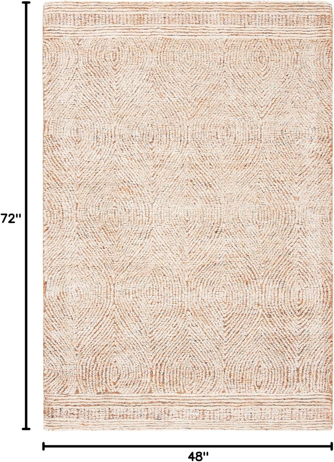 image:imageSAFAVIEH Abstract Collection Area Rug 10 Square Ivory amp Charcoal Handmade Wool Ideal for High Traffic Areas in Living Room Bedroom ABT340HIvoryRust