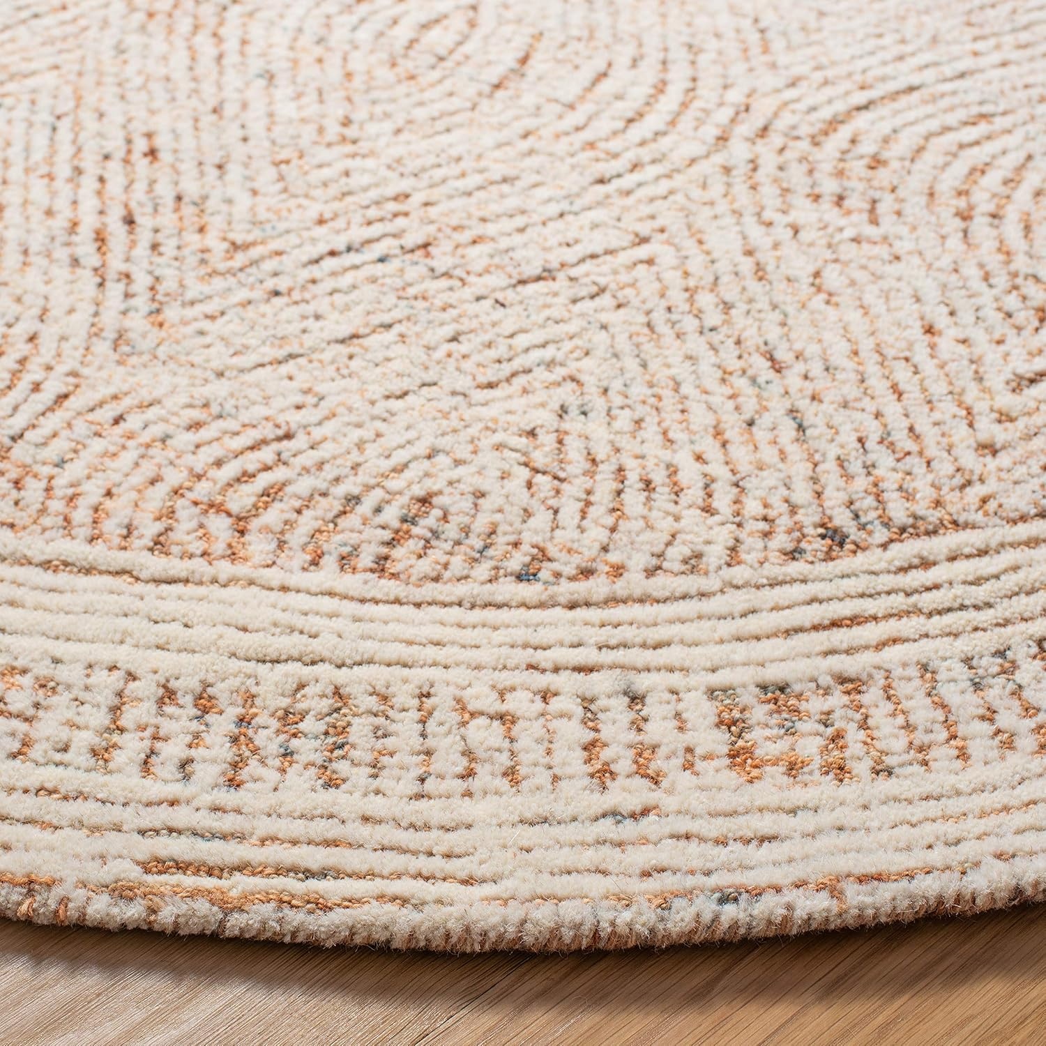 image:imageSAFAVIEH Abstract Collection Area Rug 10 Square Ivory amp Charcoal Handmade Wool Ideal for High Traffic Areas in Living Room Bedroom ABT340HIvoryRust