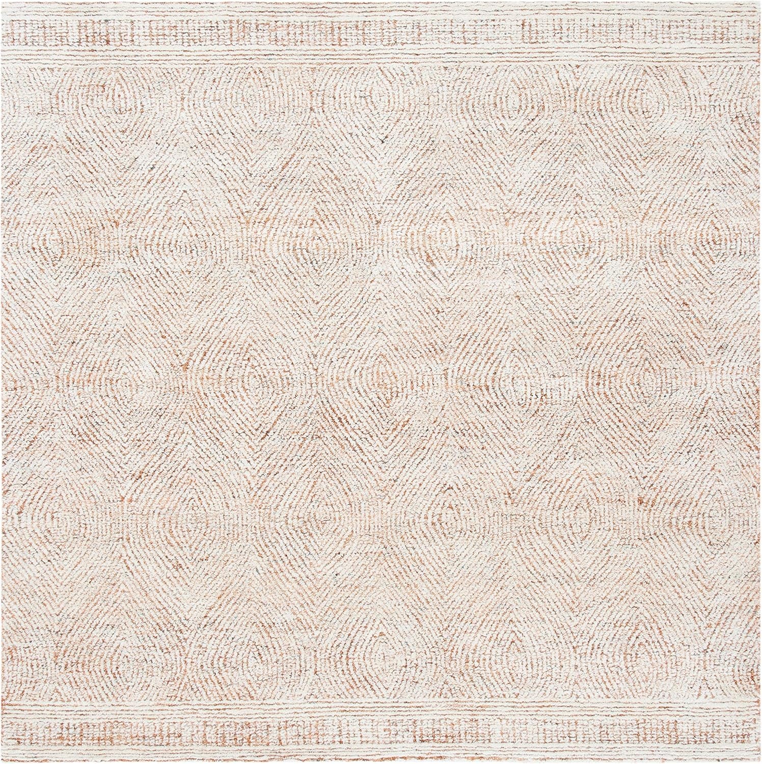 image:imageSAFAVIEH Abstract Collection Area Rug 10 Square Ivory amp Charcoal Handmade Wool Ideal for High Traffic Areas in Living Room Bedroom ABT340HIvoryRust