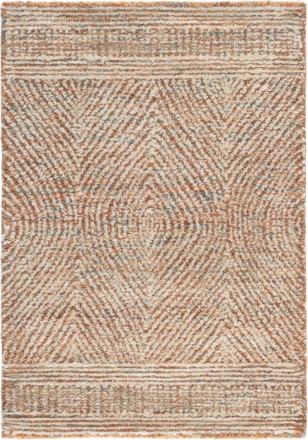 image:imageSAFAVIEH Abstract Collection Area Rug 10 Square Ivory amp Charcoal Handmade Wool Ideal for High Traffic Areas in Living Room Bedroom ABT340HIvoryRust