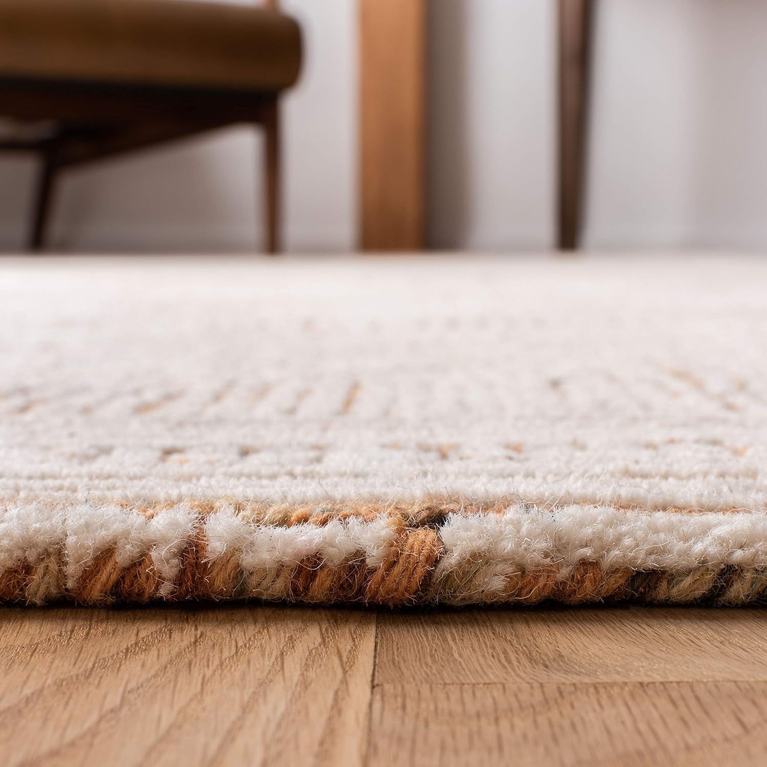 image:imageSAFAVIEH Abstract Collection Area Rug 10 Square Ivory amp Charcoal Handmade Wool Ideal for High Traffic Areas in Living Room Bedroom ABT340HIvoryRust