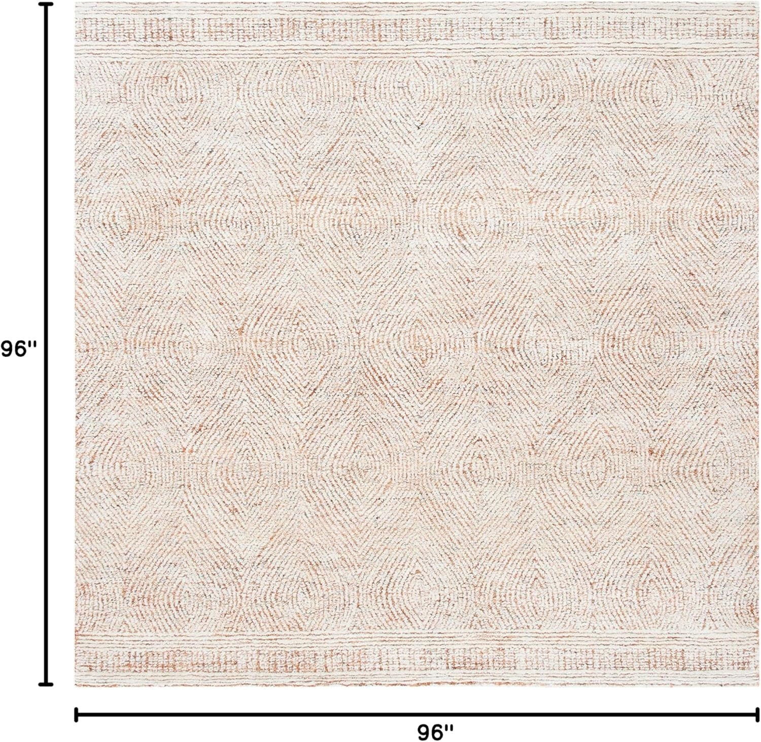 image:imageSAFAVIEH Abstract Collection Area Rug 10 Square Ivory amp Charcoal Handmade Wool Ideal for High Traffic Areas in Living Room Bedroom ABT340HIvoryRust