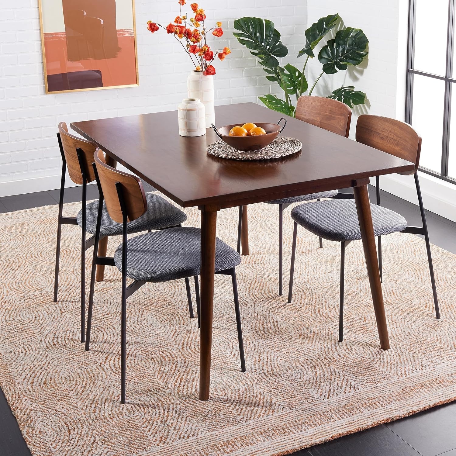 image:imageSAFAVIEH Abstract Collection Area Rug 10 Square Ivory amp Charcoal Handmade Wool Ideal for High Traffic Areas in Living Room Bedroom ABT340HIvoryRust