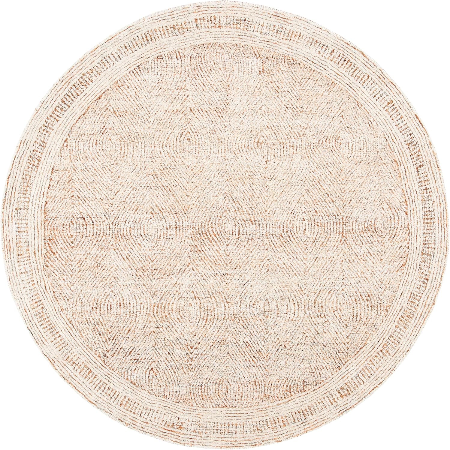 image:imageSAFAVIEH Abstract Collection Area Rug 10 Square Ivory amp Charcoal Handmade Wool Ideal for High Traffic Areas in Living Room Bedroom ABT340HIvoryRust