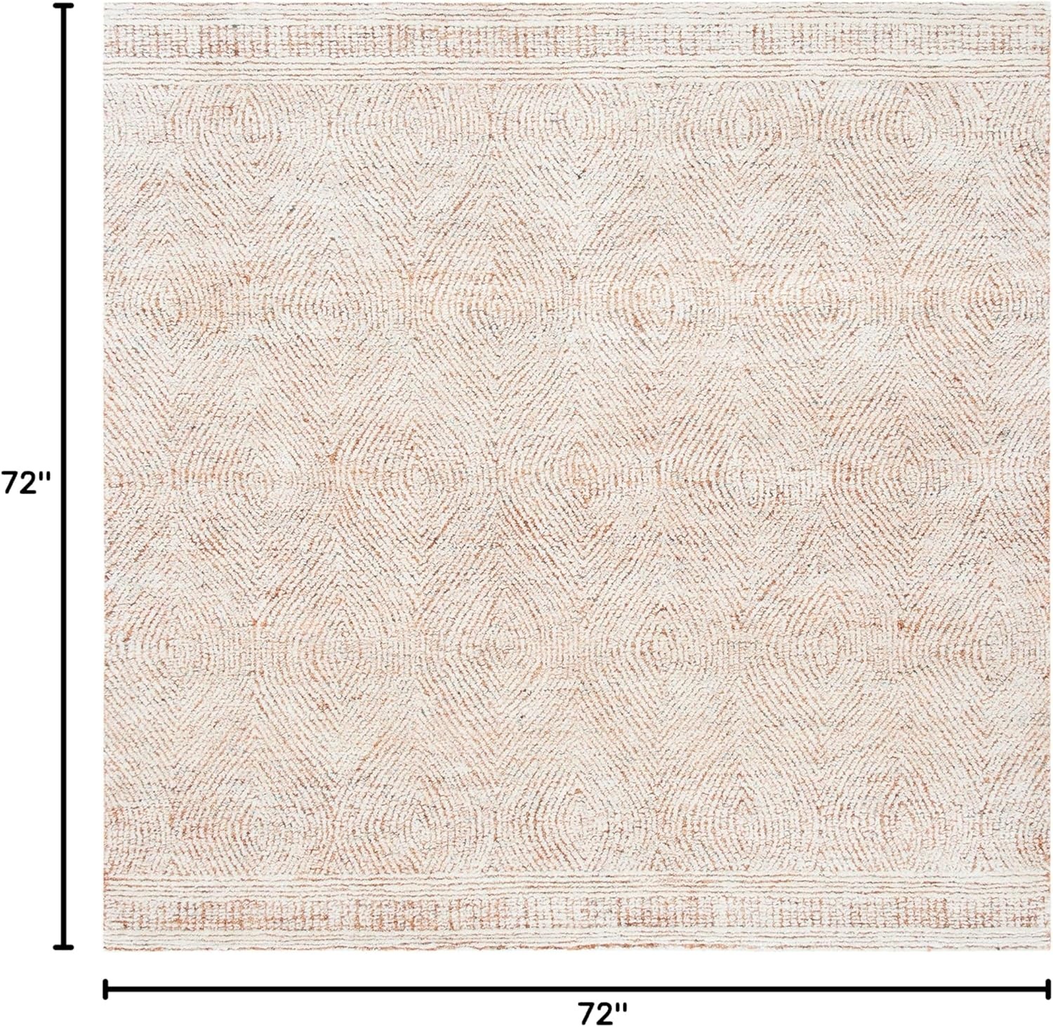 image:imageSAFAVIEH Abstract Collection Area Rug 10 Square Ivory amp Charcoal Handmade Wool Ideal for High Traffic Areas in Living Room Bedroom ABT340HIvoryRust