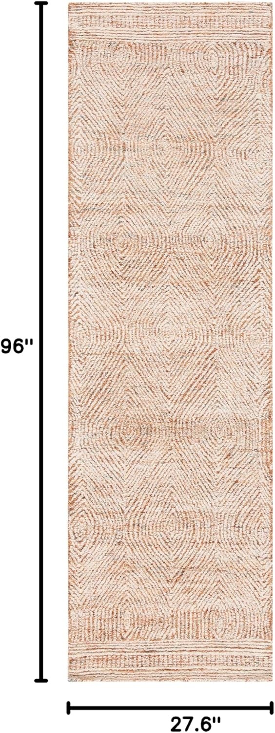 image:imageSAFAVIEH Abstract Collection Area Rug 10 Square Ivory amp Charcoal Handmade Wool Ideal for High Traffic Areas in Living Room Bedroom ABT340HIvoryRust