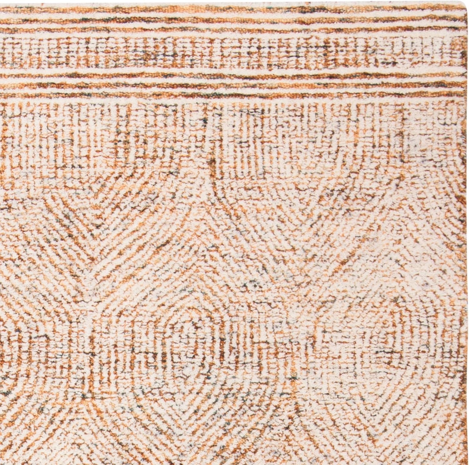 image:imageSAFAVIEH Abstract Collection Area Rug 10 Square Ivory amp Charcoal Handmade Wool Ideal for High Traffic Areas in Living Room Bedroom ABT340HIvoryRust