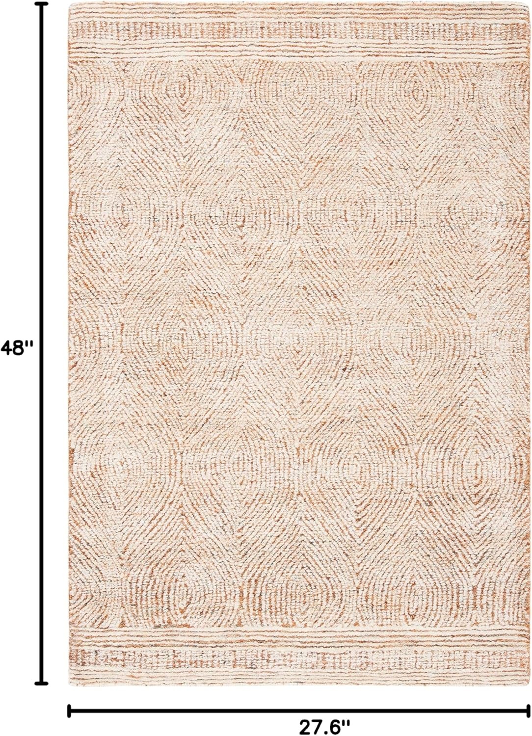 image:imageSAFAVIEH Abstract Collection Area Rug 10 Square Ivory amp Charcoal Handmade Wool Ideal for High Traffic Areas in Living Room Bedroom ABT340HIvoryRust