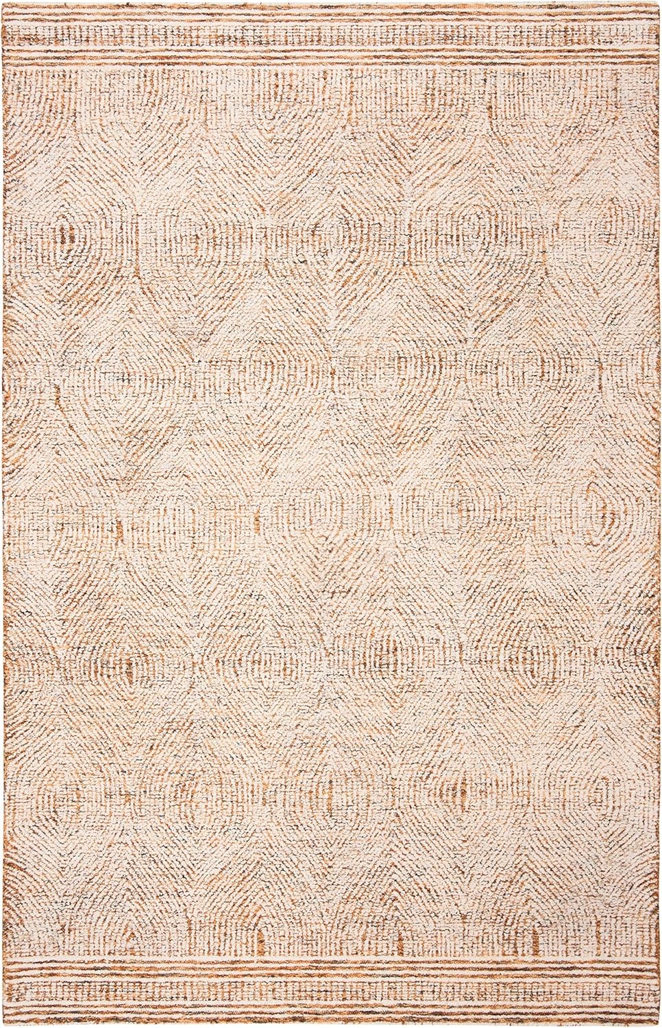 image:imageSAFAVIEH Abstract Collection Area Rug 10 Square Ivory amp Charcoal Handmade Wool Ideal for High Traffic Areas in Living Room Bedroom ABT340HIvoryRust