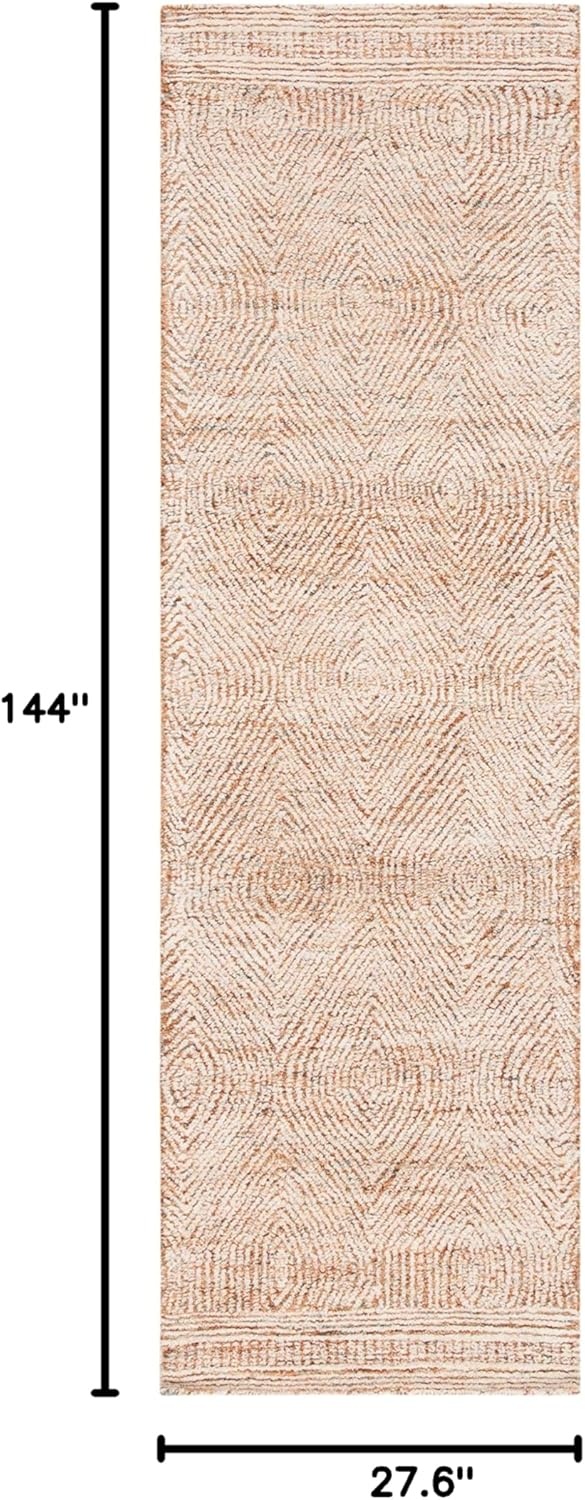 image:imageSAFAVIEH Abstract Collection Area Rug 10 Square Ivory amp Charcoal Handmade Wool Ideal for High Traffic Areas in Living Room Bedroom ABT340HIvoryRust