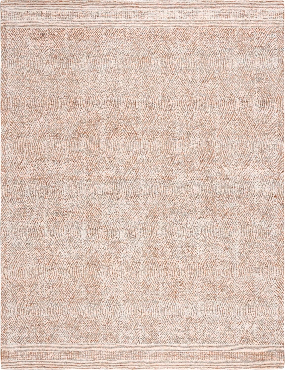 image:imageSAFAVIEH Abstract Collection Area Rug 10 Square Ivory amp Charcoal Handmade Wool Ideal for High Traffic Areas in Living Room Bedroom ABT340HIvoryRust