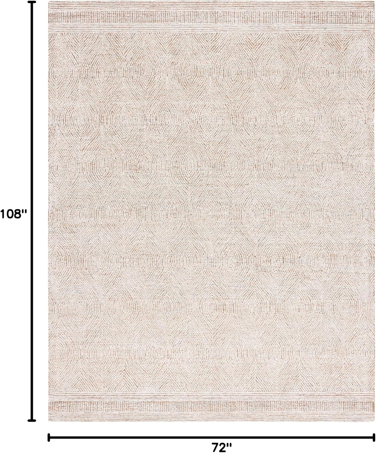 image:imageSAFAVIEH Abstract Collection Area Rug 10 Square Ivory amp Charcoal Handmade Wool Ideal for High Traffic Areas in Living Room Bedroom ABT340HIvoryRust