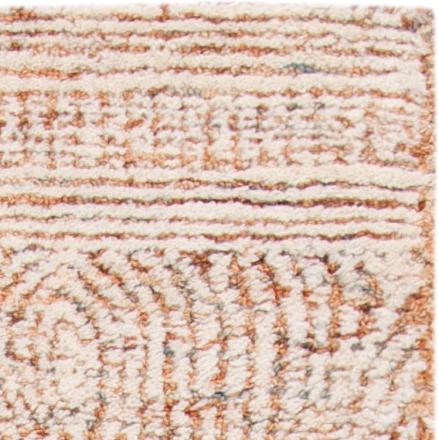 image:imageSAFAVIEH Abstract Collection Area Rug 10 Square Ivory amp Charcoal Handmade Wool Ideal for High Traffic Areas in Living Room Bedroom ABT340HIvoryRust
