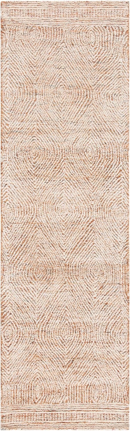image:imageSAFAVIEH Abstract Collection Area Rug 10 Square Ivory amp Charcoal Handmade Wool Ideal for High Traffic Areas in Living Room Bedroom ABT340HIvoryRust