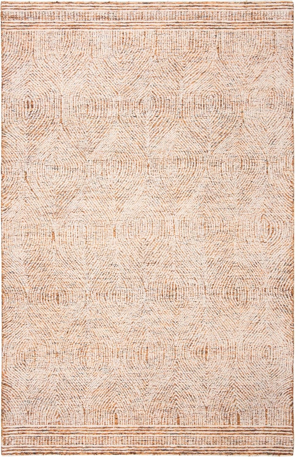 image:imageSAFAVIEH Abstract Collection Area Rug 10 Square Ivory amp Charcoal Handmade Wool Ideal for High Traffic Areas in Living Room Bedroom ABT340HIvoryRust