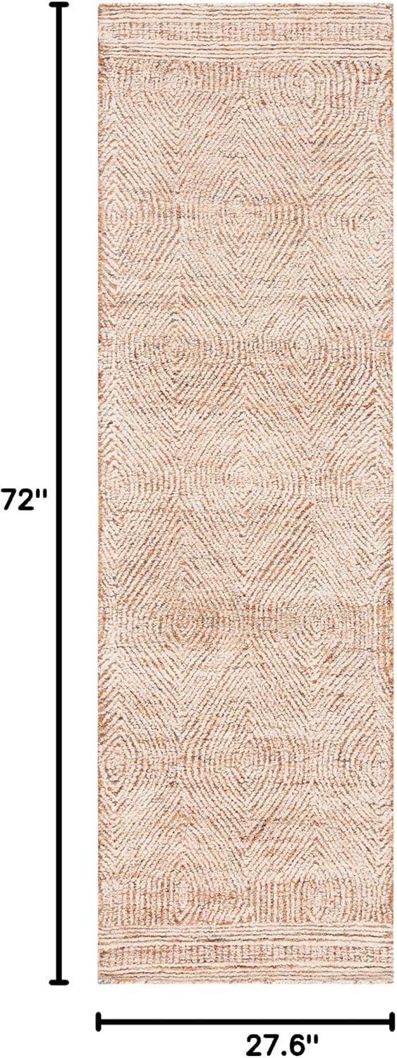 image:imageSAFAVIEH Abstract Collection Area Rug 10 Square Ivory amp Charcoal Handmade Wool Ideal for High Traffic Areas in Living Room Bedroom ABT340HIvoryRust