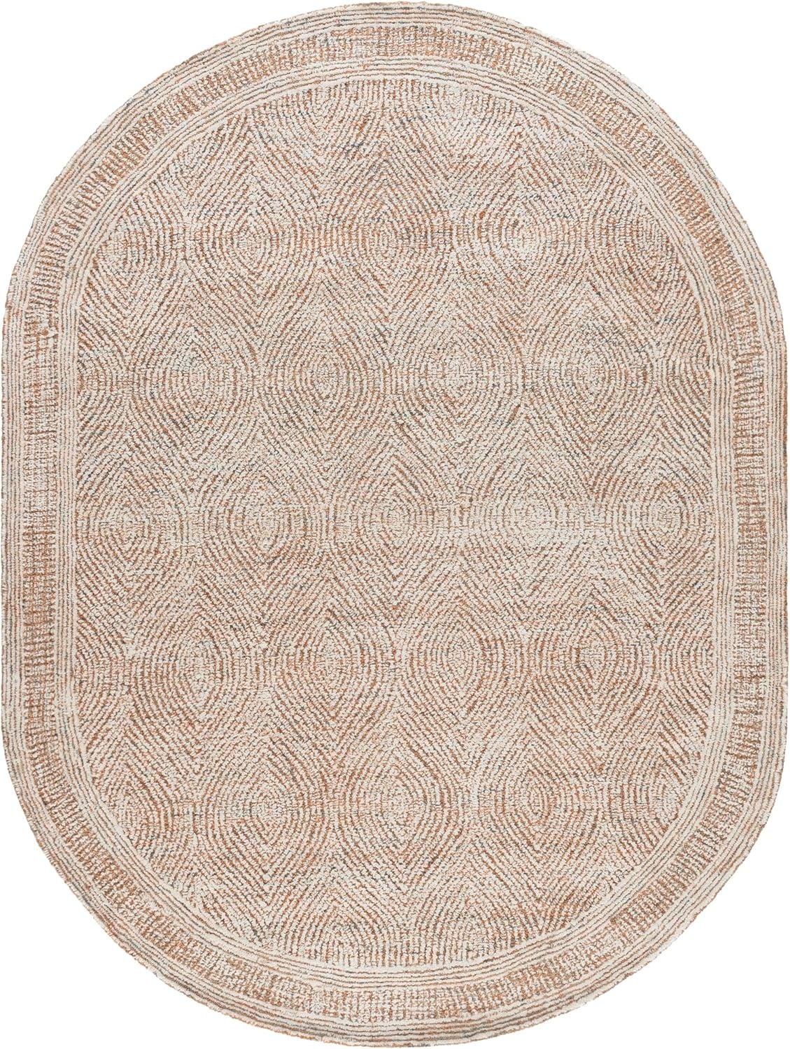 image:imageSAFAVIEH Abstract Collection Area Rug 10 Square Ivory amp Charcoal Handmade Wool Ideal for High Traffic Areas in Living Room Bedroom ABT340HIvoryRust