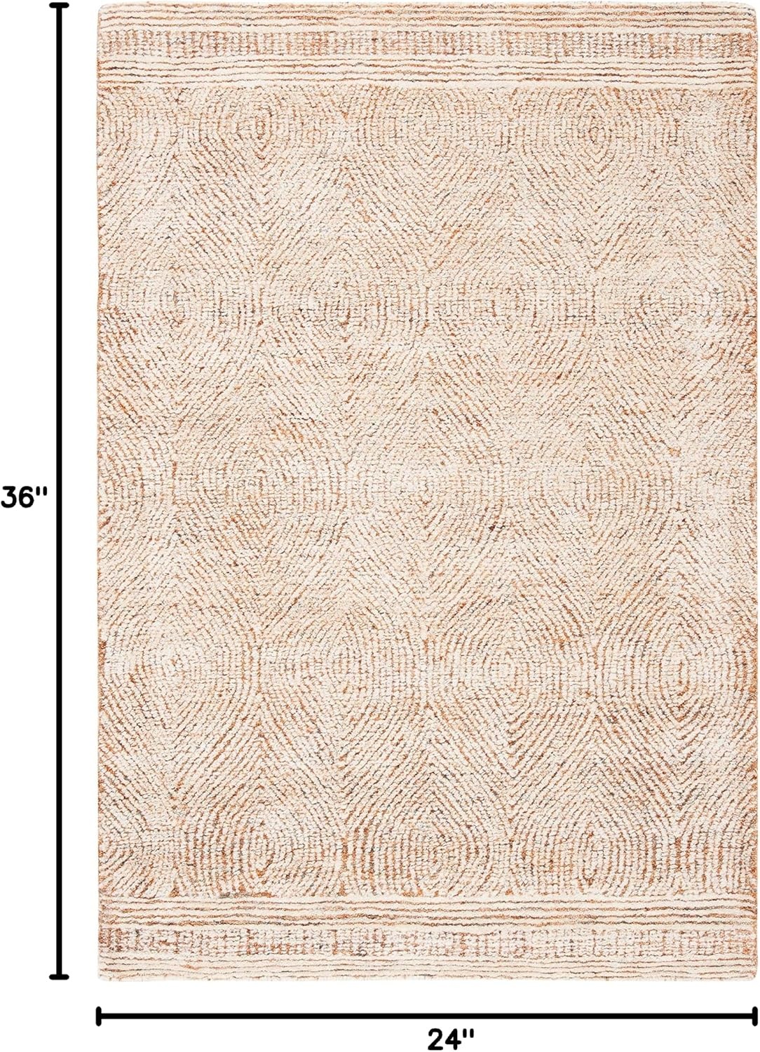 image:imageSAFAVIEH Abstract Collection Area Rug 10 Square Ivory amp Charcoal Handmade Wool Ideal for High Traffic Areas in Living Room Bedroom ABT340HIvoryRust