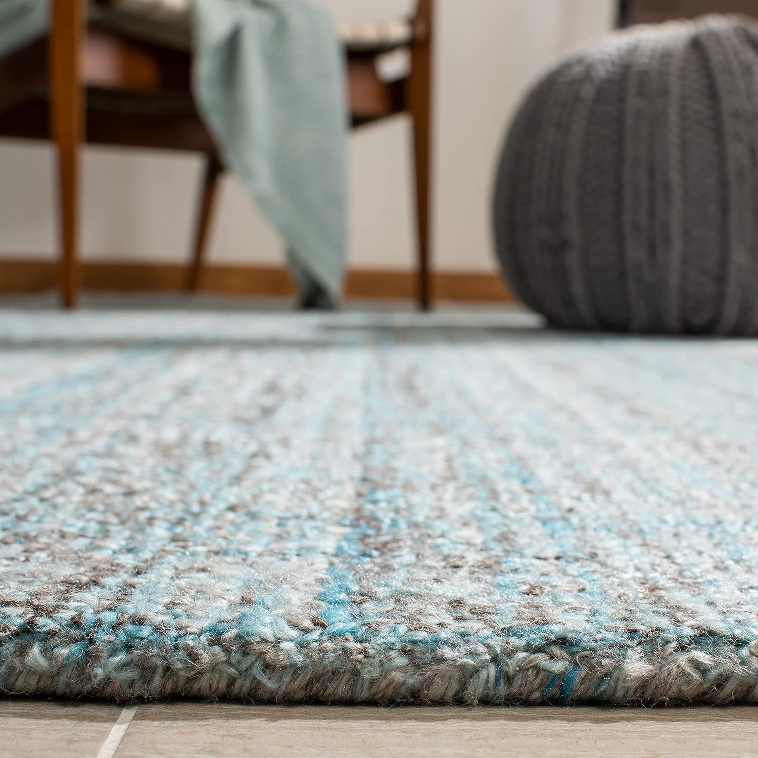 image:imageSAFAVIEH Abstract Collection Area Rug 8 Round Ivory amp Beige Handmade Wool amp Viscose Ideal for High Traffic Areas in Living Room Bedroom ABT141DBlueMulti