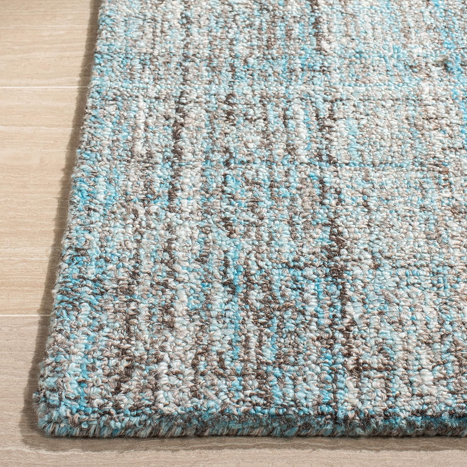 image:imageSAFAVIEH Abstract Collection Area Rug 8 Round Ivory amp Beige Handmade Wool amp Viscose Ideal for High Traffic Areas in Living Room Bedroom ABT141DBlueMulti