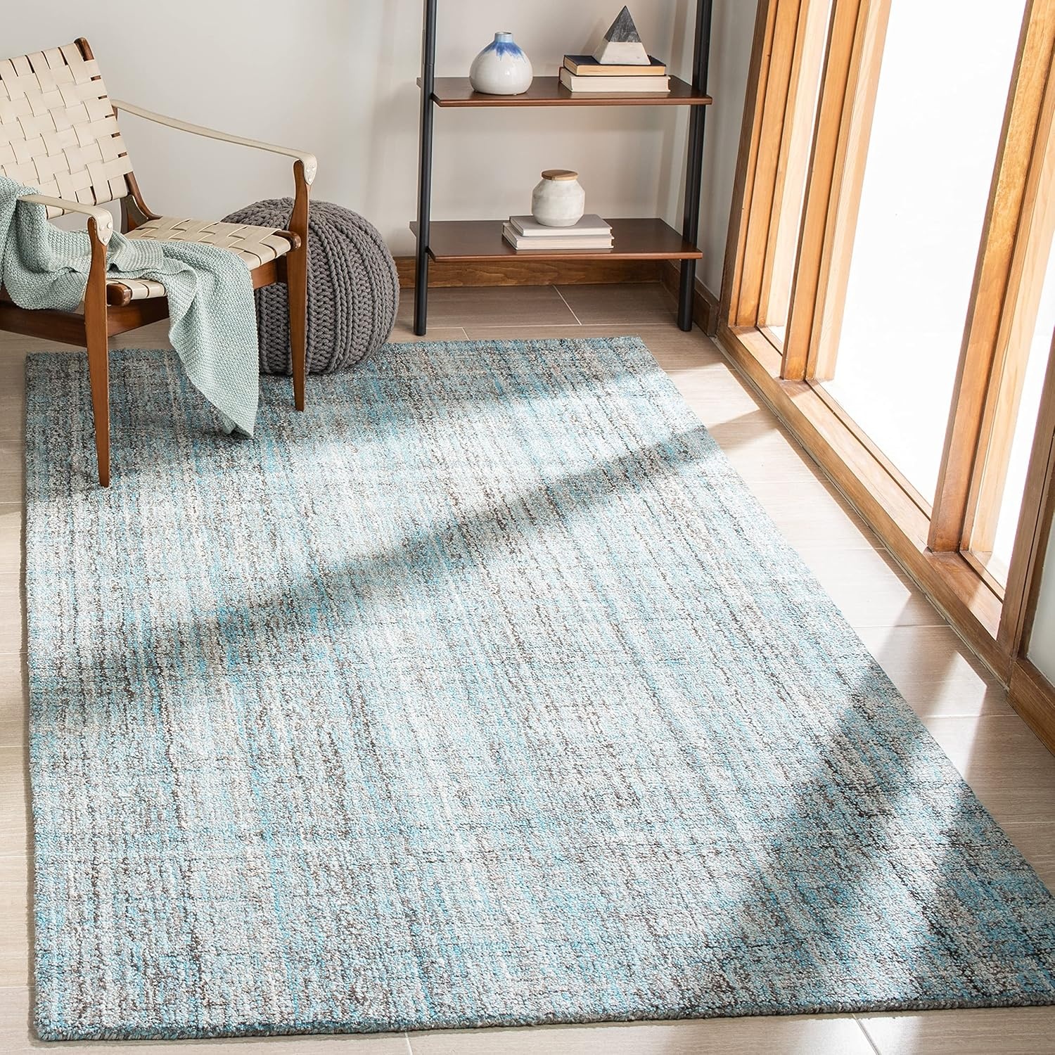image:imageSAFAVIEH Abstract Collection Area Rug 8 Round Ivory amp Beige Handmade Wool amp Viscose Ideal for High Traffic Areas in Living Room Bedroom ABT141DBlueMulti