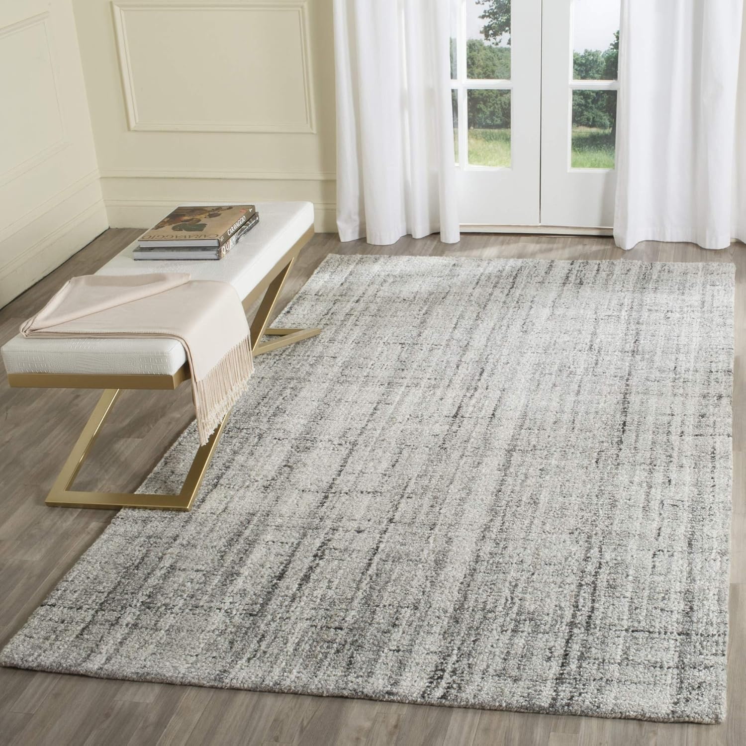 image:imageSAFAVIEH Abstract Collection Area Rug 8 Round Ivory amp Beige Handmade Wool amp Viscose Ideal for High Traffic Areas in Living Room Bedroom ABT141DBlueMulti