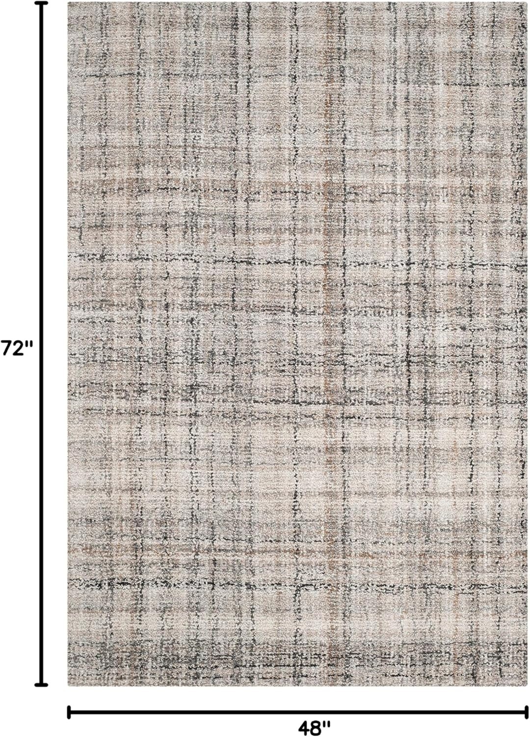 image:imageSAFAVIEH Abstract Collection Area Rug 8 Round Ivory amp Beige Handmade Wool amp Viscose Ideal for High Traffic Areas in Living Room Bedroom ABT141DCamelBlack