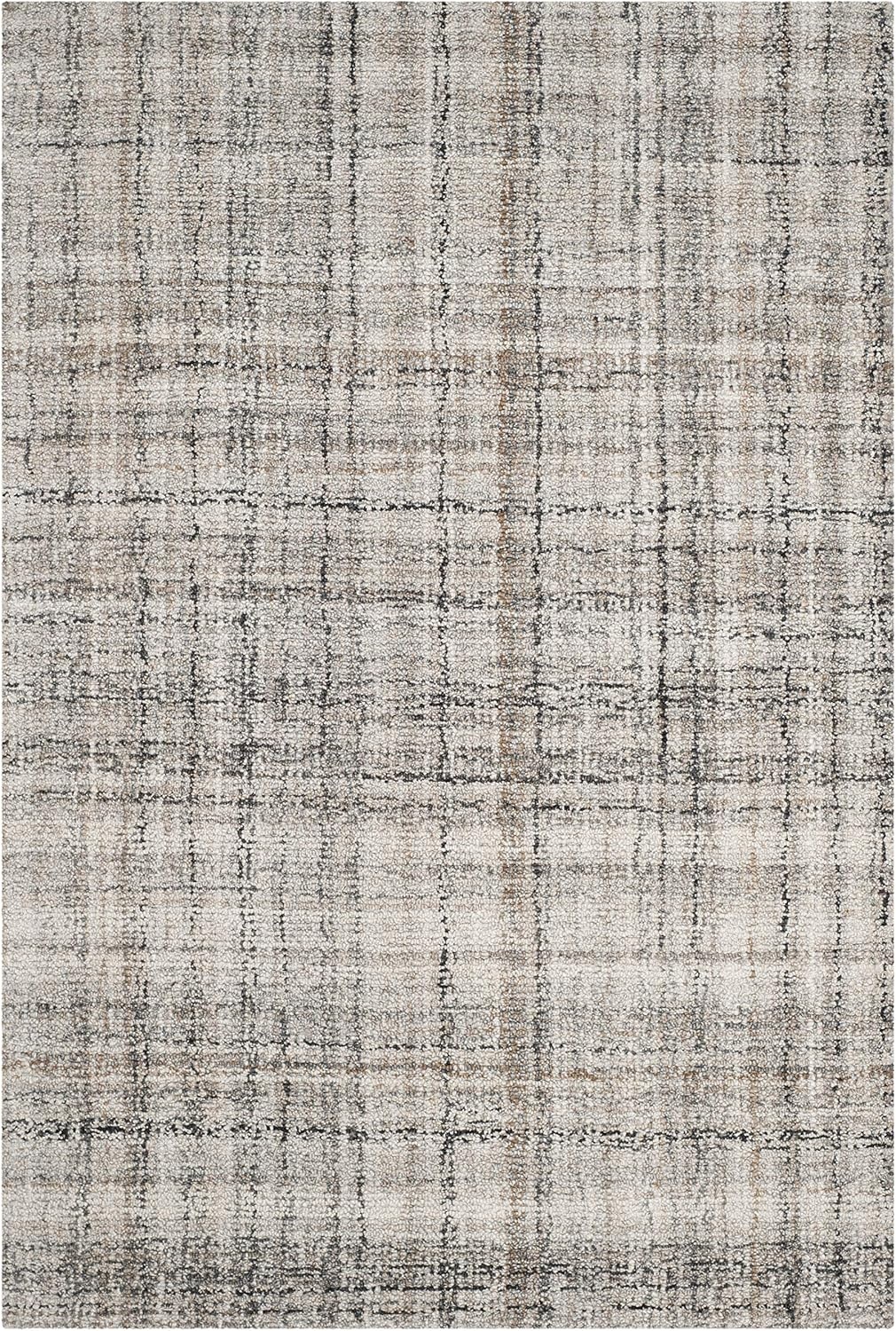 image:imageSAFAVIEH Abstract Collection Area Rug 8 Round Ivory amp Beige Handmade Wool amp Viscose Ideal for High Traffic Areas in Living Room Bedroom ABT141DCamelBlack