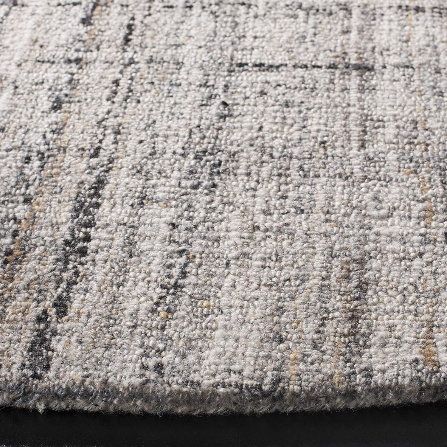 image:imageSAFAVIEH Abstract Collection Area Rug 8 Round Ivory amp Beige Handmade Wool amp Viscose Ideal for High Traffic Areas in Living Room Bedroom ABT141DCamelBlack