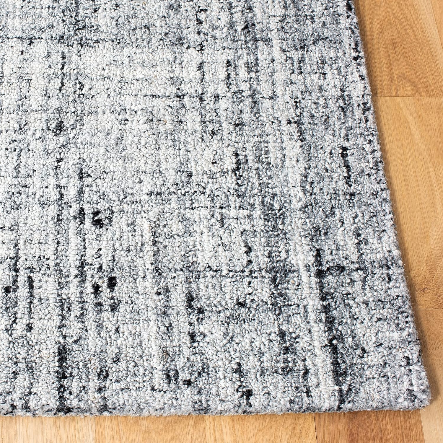 image:imageSAFAVIEH Abstract Collection Area Rug 8 Round Ivory amp Beige Handmade Wool amp Viscose Ideal for High Traffic Areas in Living Room Bedroom ABT141DGreyBlack