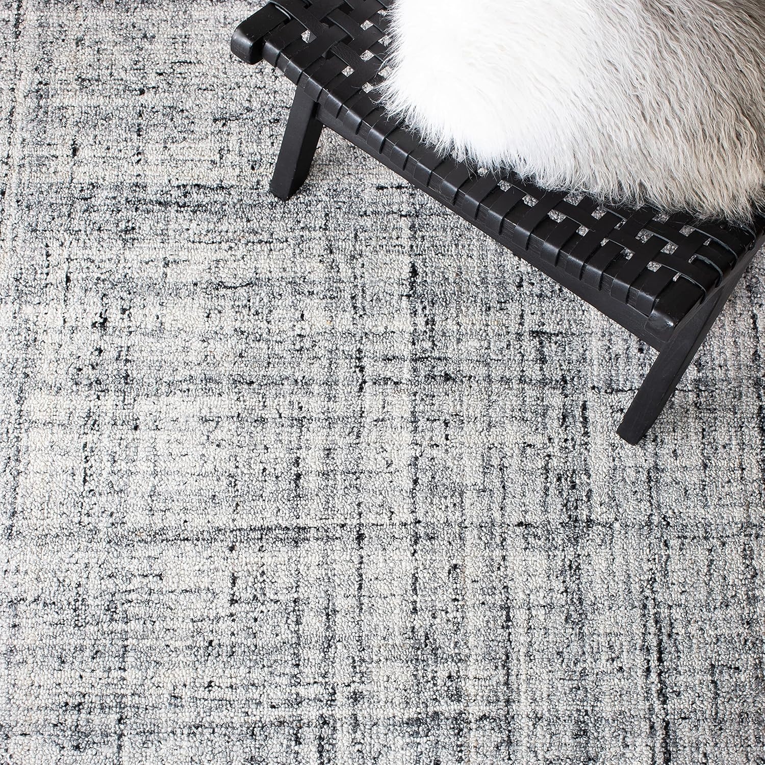 image:imageSAFAVIEH Abstract Collection Area Rug 8 Round Ivory amp Beige Handmade Wool amp Viscose Ideal for High Traffic Areas in Living Room Bedroom ABT141DGreyBlack