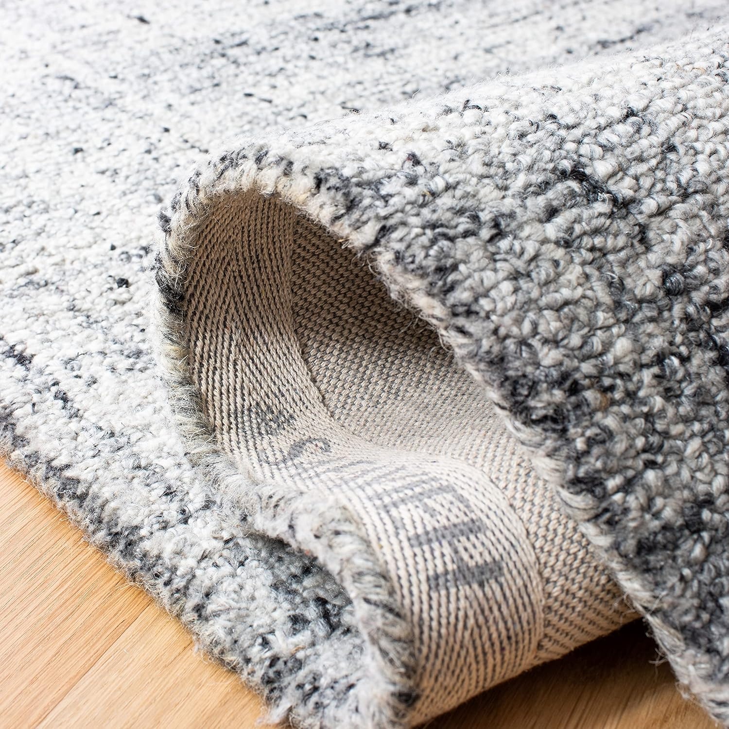 image:imageSAFAVIEH Abstract Collection Area Rug 8 Round Ivory amp Beige Handmade Wool amp Viscose Ideal for High Traffic Areas in Living Room Bedroom ABT141DGreyBlack