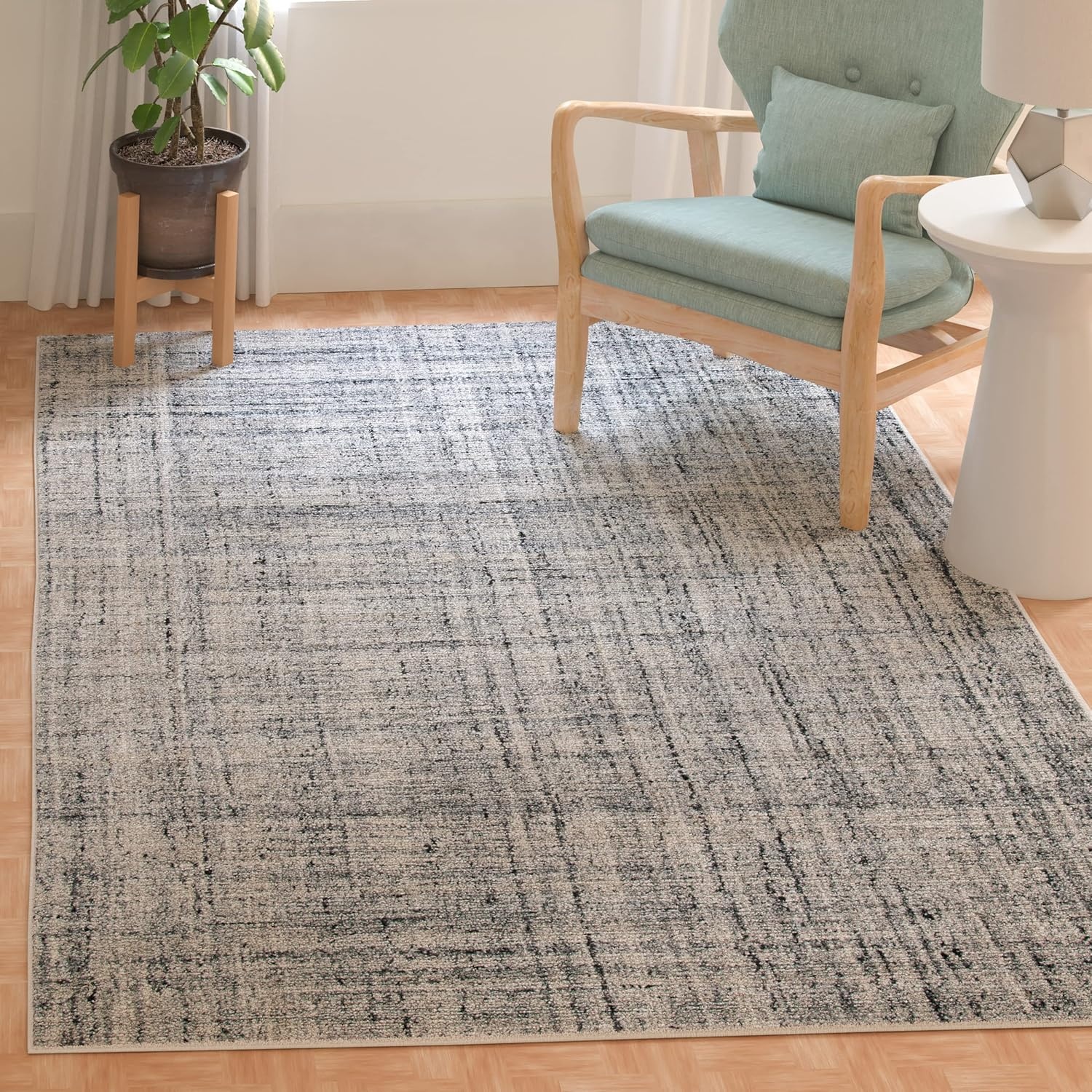 image:imageSAFAVIEH Abstract Collection Area Rug 8 Round Ivory amp Beige Handmade Wool amp Viscose Ideal for High Traffic Areas in Living Room Bedroom ABT141DGreyBlack