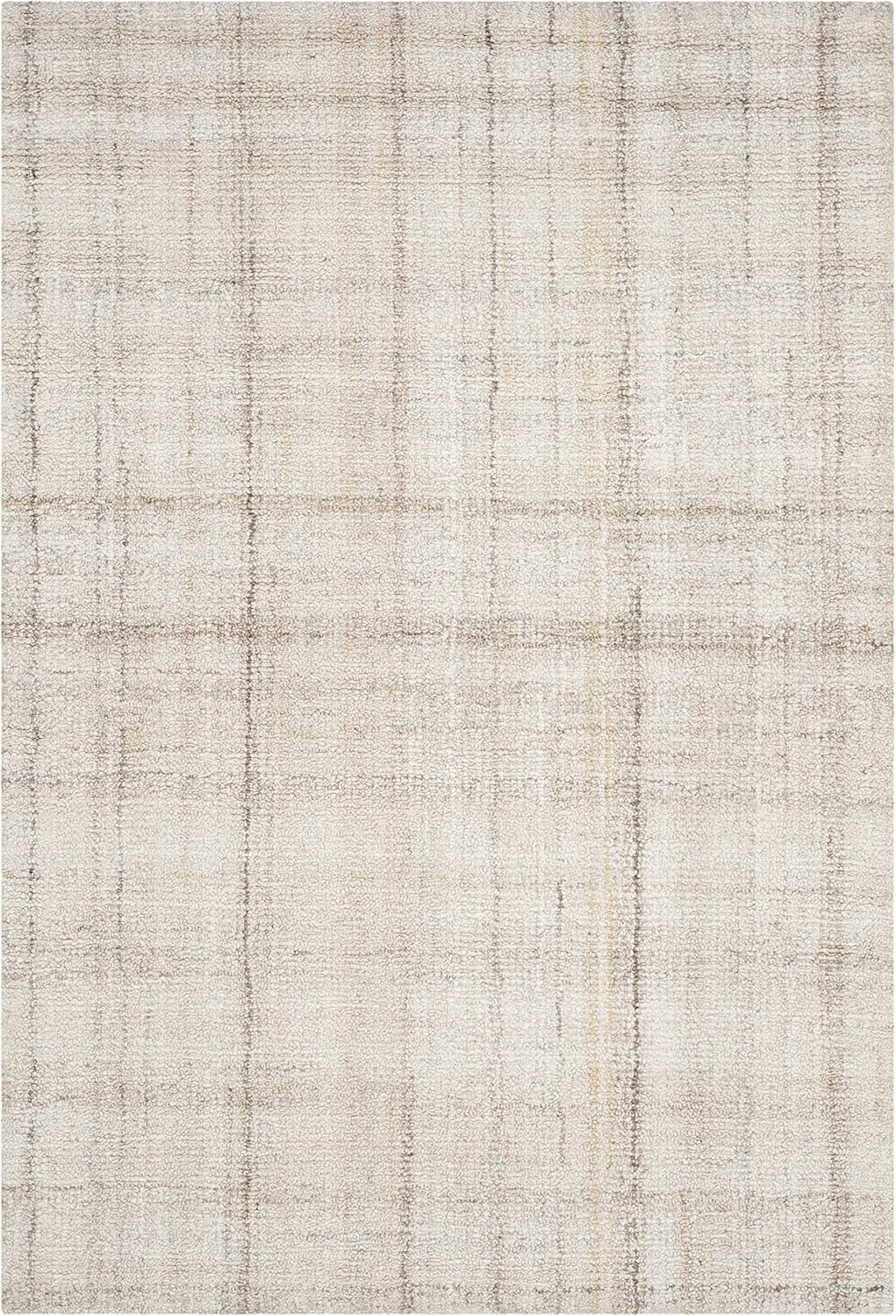 image:imageSAFAVIEH Abstract Collection Area Rug 8 Round Ivory amp Beige Handmade Wool amp Viscose Ideal for High Traffic Areas in Living Room Bedroom ABT141DIvoryBeige