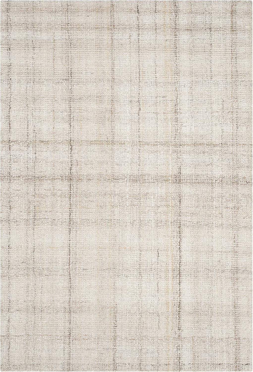 image:imageSAFAVIEH Abstract Collection Area Rug 8 Round Ivory amp Beige Handmade Wool amp Viscose Ideal for High Traffic Areas in Living Room Bedroom ABT141DIvoryBeige