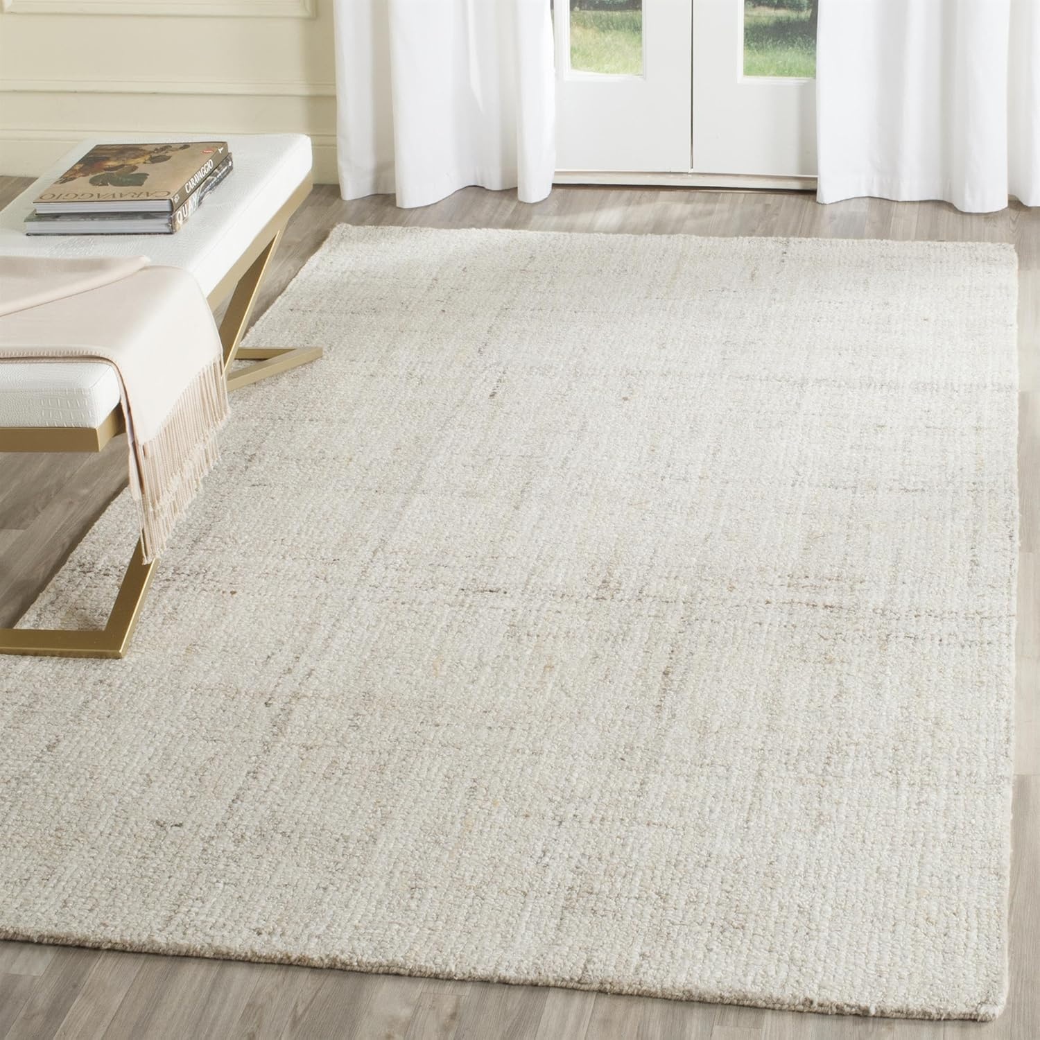 image:imageSAFAVIEH Abstract Collection Area Rug 8 Round Ivory amp Beige Handmade Wool amp Viscose Ideal for High Traffic Areas in Living Room Bedroom ABT141DIvoryBeige