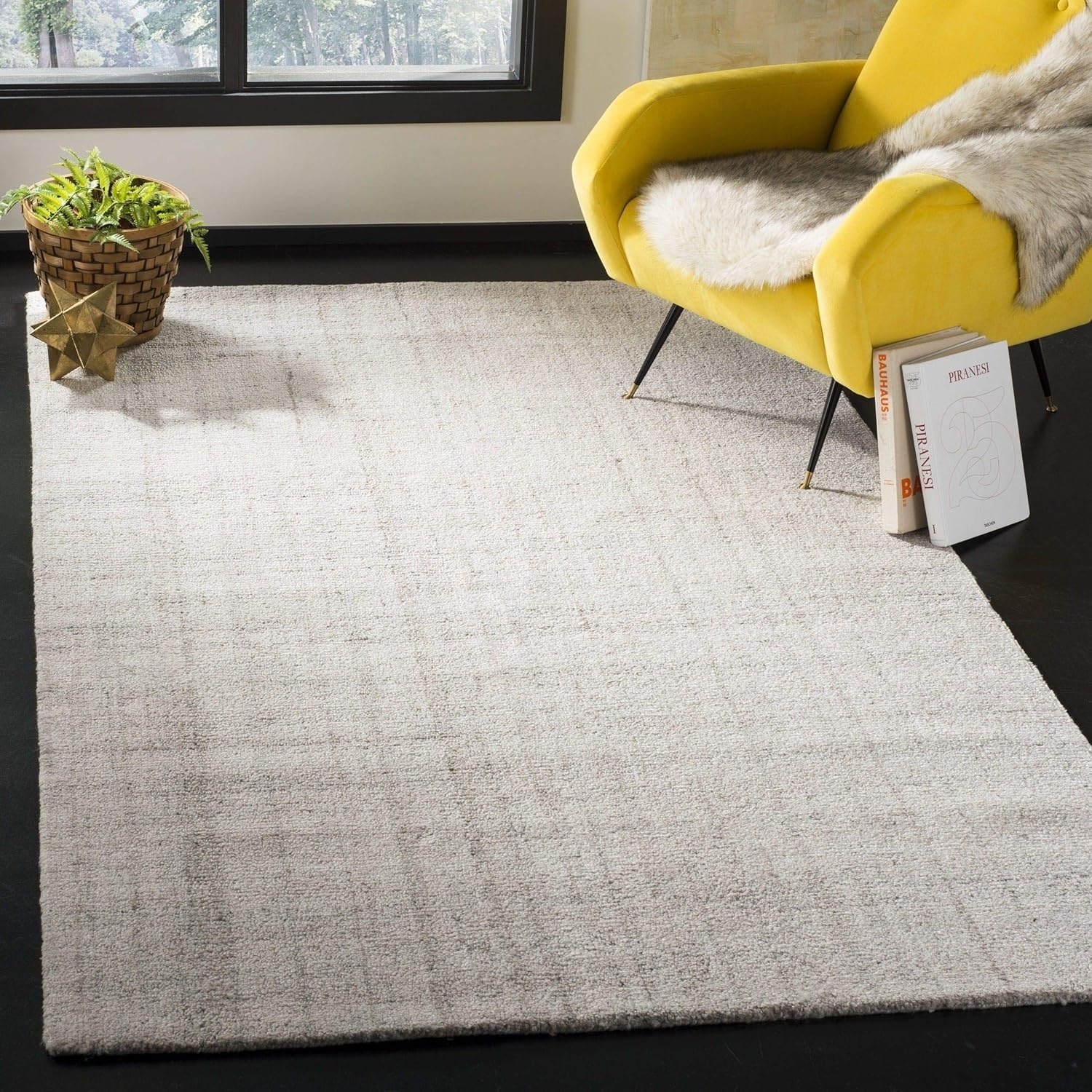 image:imageSAFAVIEH Abstract Collection Area Rug 8 Round Ivory amp Beige Handmade Wool amp Viscose Ideal for High Traffic Areas in Living Room Bedroom ABT141DLight Grey