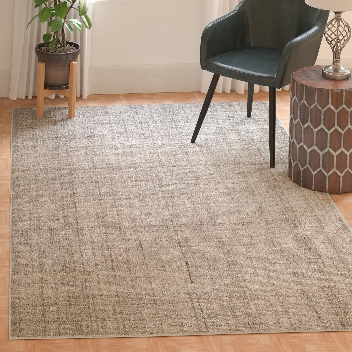 image:imageSAFAVIEH Abstract Collection Area Rug 8 Round Ivory amp Beige Handmade Wool amp Viscose Ideal for High Traffic Areas in Living Room Bedroom ABT141DLight Grey