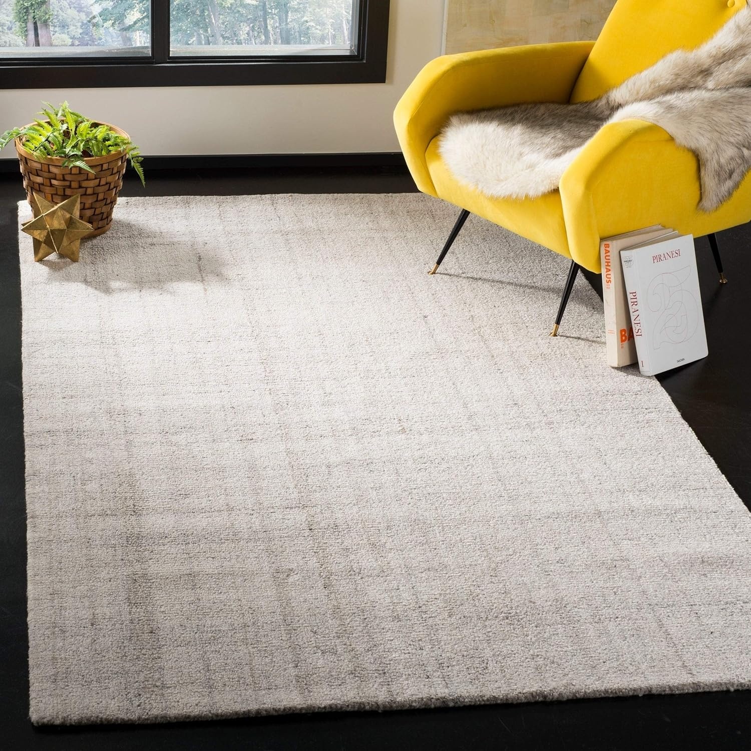 image:imageSAFAVIEH Abstract Collection Area Rug 8 Round Ivory amp Beige Handmade Wool amp Viscose Ideal for High Traffic Areas in Living Room Bedroom ABT141DLight Grey