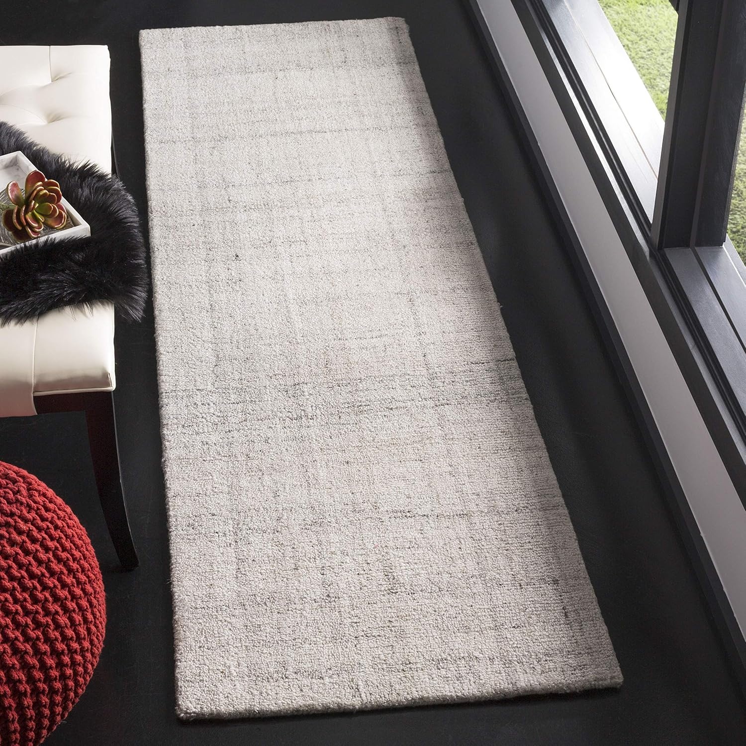 image:imageSAFAVIEH Abstract Collection Area Rug 8 Round Ivory amp Beige Handmade Wool amp Viscose Ideal for High Traffic Areas in Living Room Bedroom ABT141DLight Grey
