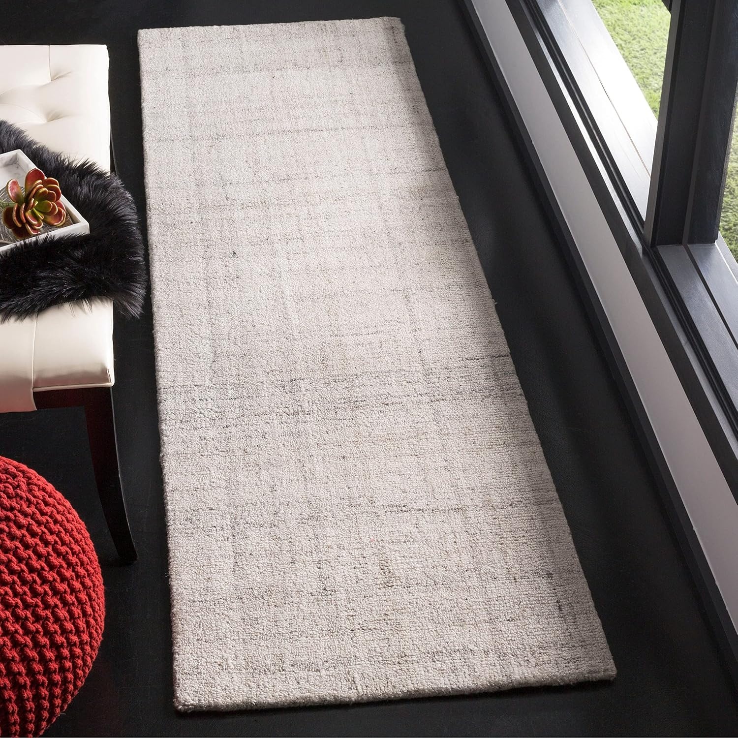 image:imageSAFAVIEH Abstract Collection Area Rug 8 Round Ivory amp Beige Handmade Wool amp Viscose Ideal for High Traffic Areas in Living Room Bedroom ABT141DLight Grey