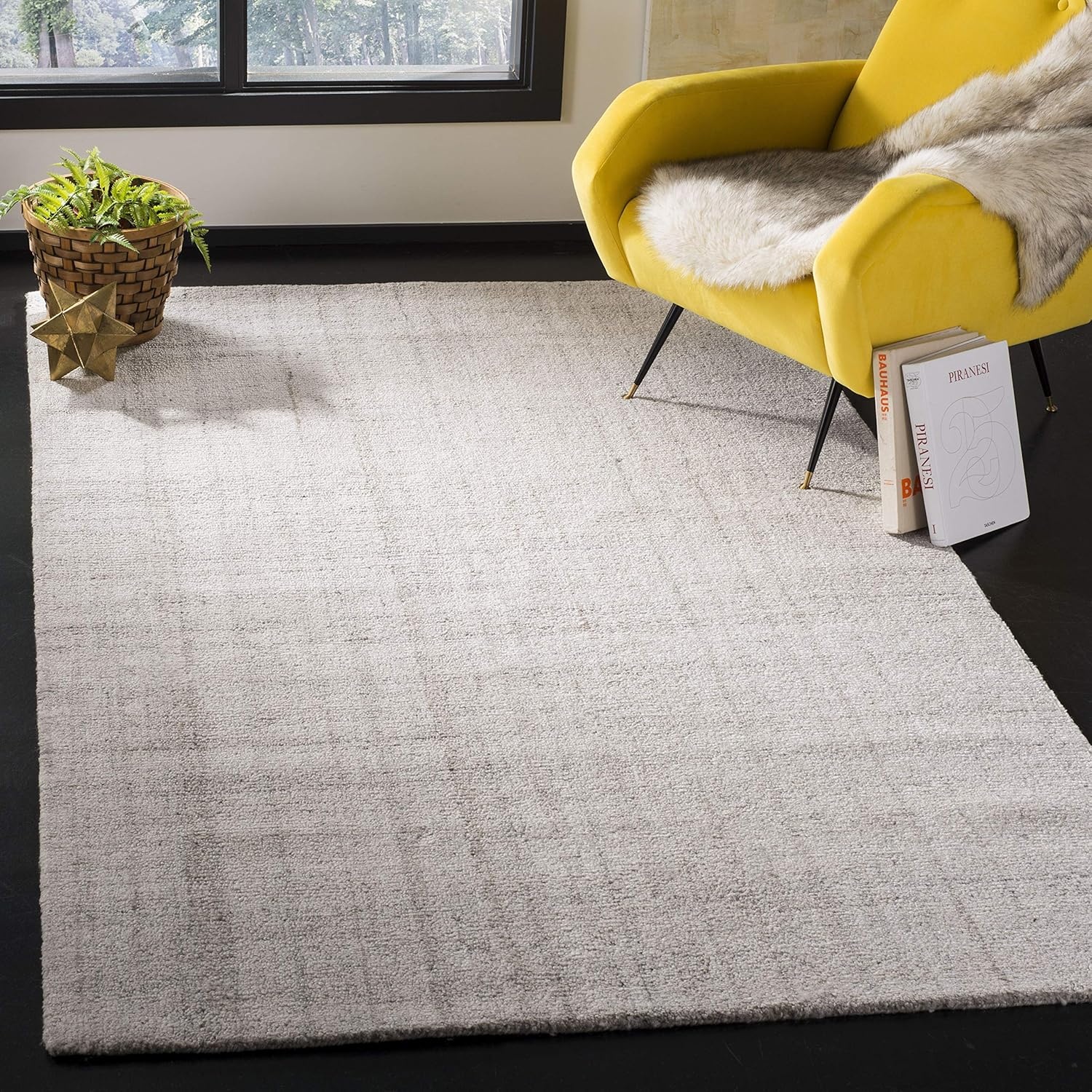image:imageSAFAVIEH Abstract Collection Area Rug 8 Round Ivory amp Beige Handmade Wool amp Viscose Ideal for High Traffic Areas in Living Room Bedroom ABT141DLight Grey
