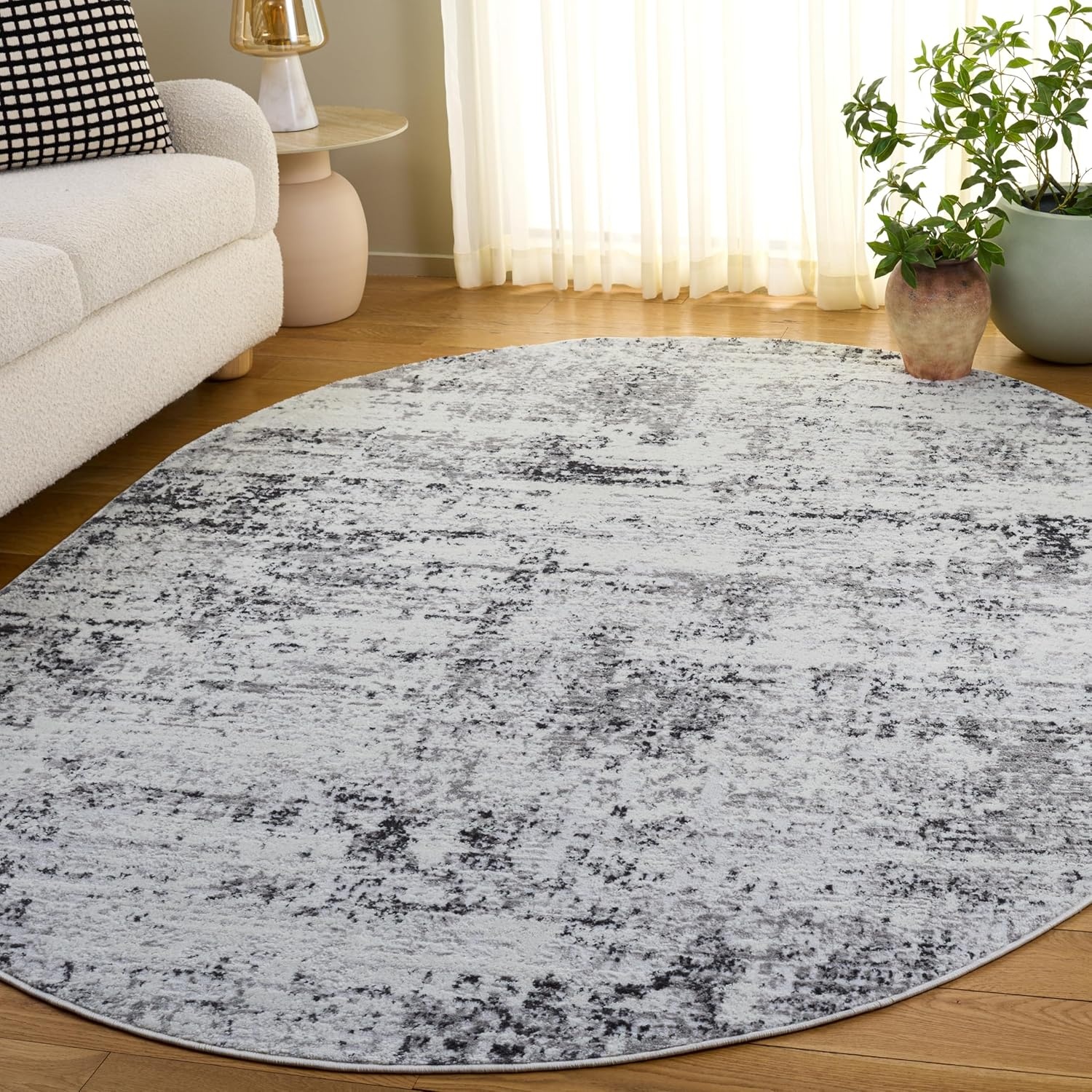 image:imageSAFAVIEH Amelia Collection Area Rug 8 x 10 Ivory amp Blue Modern Abstract Design NonShedding amp Easy Care Ideal for High Traffic Areas in Living Room Bedroom ALA700AIvoryGrey