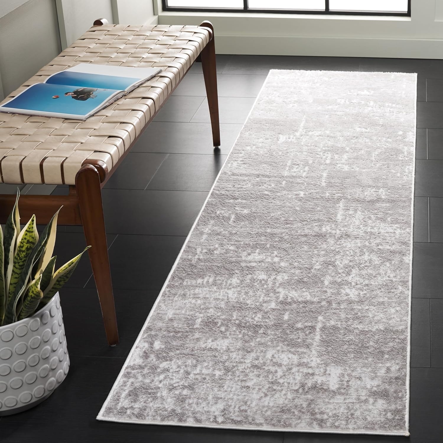 image:imageSAFAVIEH Amelia Collection Area Rug 8 x 10 Ivory amp Blue Modern Abstract Design NonShedding amp Easy Care Ideal for High Traffic Areas in Living Room Bedroom ALA700AIvoryStone Grey