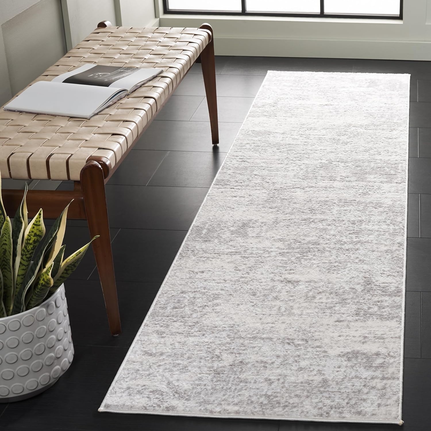 image:imageSAFAVIEH Amelia Collection Area Rug 8 x 10 Ivory amp Blue Modern Abstract Design NonShedding amp Easy Care Ideal for High Traffic Areas in Living Room Bedroom ALA700AIvoryLight Grey