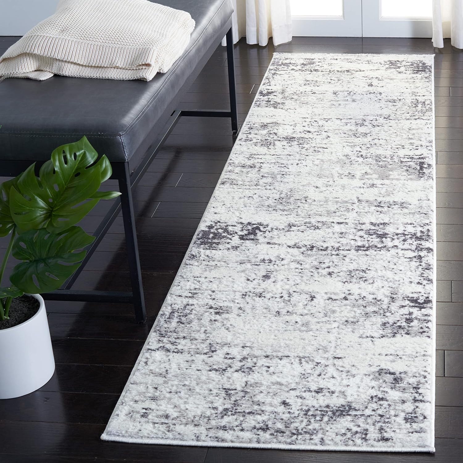 image:imageSAFAVIEH Amelia Collection Area Rug 8 x 10 Ivory amp Blue Modern Abstract Design NonShedding amp Easy Care Ideal for High Traffic Areas in Living Room Bedroom ALA700AIvoryGrey